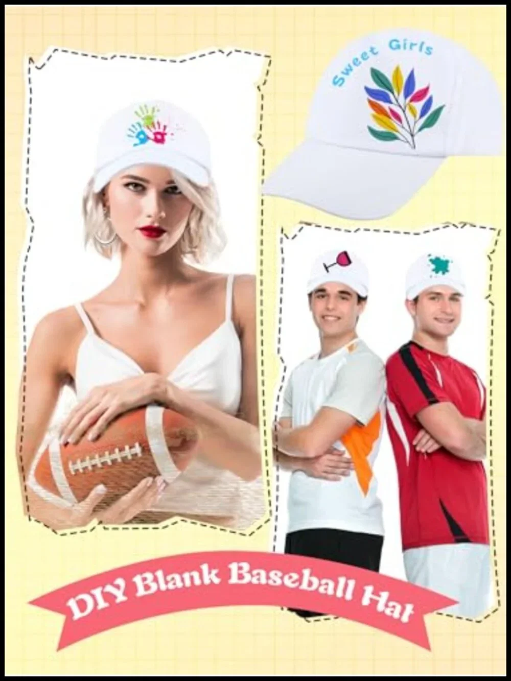 40 Pack DIY Plain Baseball Caps Adjustable Blank Hats Polyester